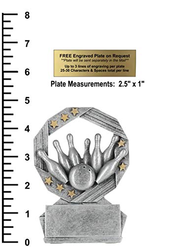 Bowling Hexa Star Trophy | Bowler Award - Silver And Gold - 4.75 Inch Tall - Engraved Plate Upon Request #TOP2