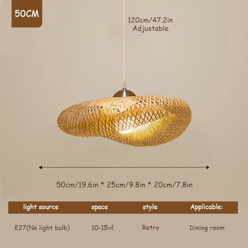 Suspension industrielle E27 bambou reglable 50cm pour eclairage chaleureux cafe - 8
