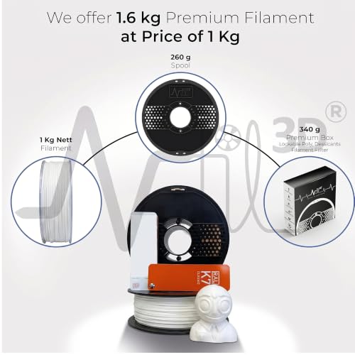 Image of NFIL3D Premium High Strength PLA+ Snow White 3D Printer Filament | Dimensional Accuracy + /- 0.015mm |1.75mm | Easy to Print, No Clogging, Smooth Finish, Tangle-Free |Compatible with All 3D Printers
