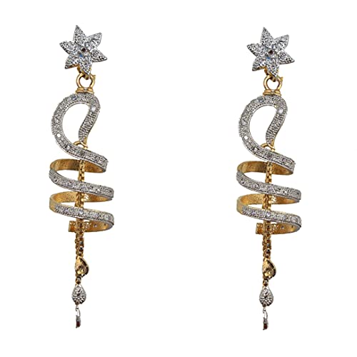 18K Plated AD Spiral Pendant with Earring and Chain Set