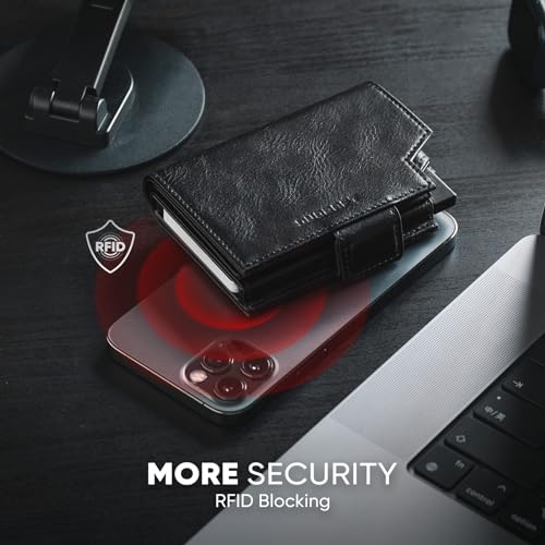 DUGRAFT Slim Wallet for Men - RFID Blocking Minimalist Card Holder Wallet with Front Pocket, bifold Magnetic Closure Metal Pop Up Money Clip Wallet Cards Case With ID Window, Gift Box Packaging4