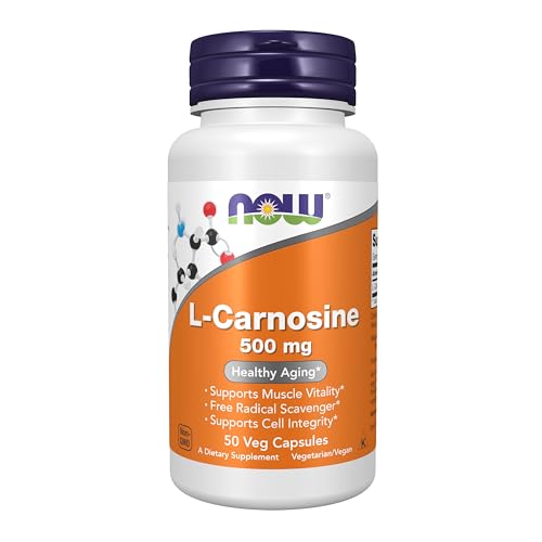 NOW Foods Supplements L-Carnosine (Beta-Alanyl-L-Histidine) 500 mg Healthy Aging 50 Veg Capsules