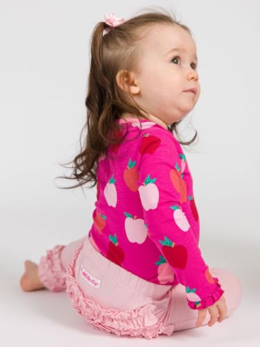 Image of RuffleButts Toddler Girl Merry & Bright Ruffle Leggings - Ankle Leggings | 75% Cotton 23% Spandex 2% Elastane, Breathable Lightweight, Elastic Waistband, Signature Rear Detail To 4T, Machine Washable