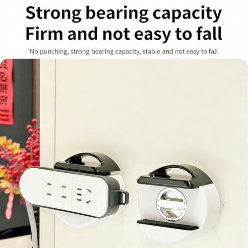Soporte ajustable con ventosa para regleta de enchufes bajo escritorio, montaje en pared sin taladro, organizador giratorio y reutilizable para cables miniatura 4