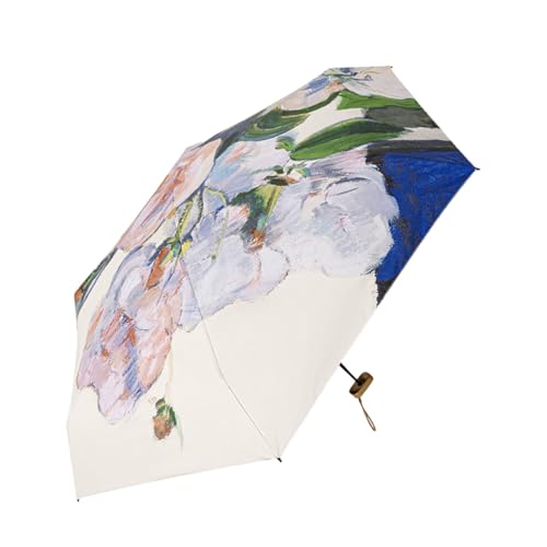 Paraguas Portátil Genérico Con Diseño Floral Y Protección UV | Paraguas Ligero Y Multifuncional Para Eventos Al Aire Libre, Viajes Diarios, Actividades De Playa Y Al Aire Libre | Paraplui, Rosa blanca