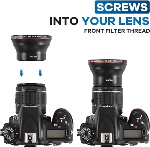 OPTURA HD 52 mm HD grande angular com lente macro para Nikon D3200, D3000 D5300 D5000 D5200 D3300 D9