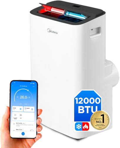 MIDEA Pingüino Aire Acondicionado Portátil Frío y Calor 3000 Frigorías / 12000 BTU - Climatizador silencioso con bomba calor 3500 W Air conditioner 4 modalidades con kit de ventana y control remoto