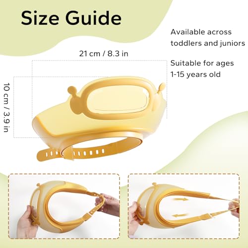Image of FUNUPUP Baby Shower Cap for Kids, Baby Bath Shampoo Visor Cap Hair Washing Shield Adjustable, Yellow Robot
