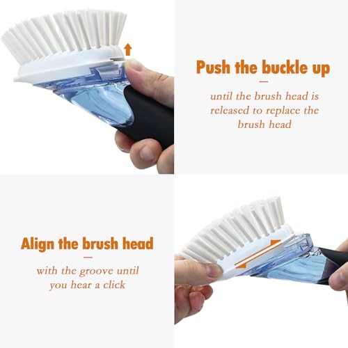 image for Soap Dispensing Replacement Dish Brush Storage Set with 2 PCS Brush Re