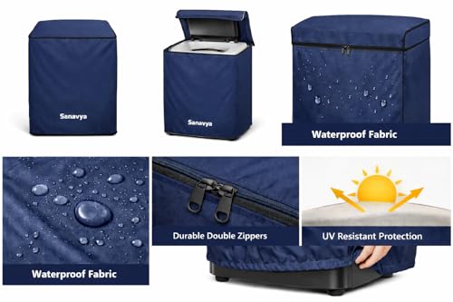 Image of AMAZOR Waterproof & Dustproof Top Load Fully Automatic Washing Machine Cover with Zipper | Polyester | Dimensions- 59x59x86 cm (Navy Blue)