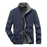 Chaqueta de invierno acolchada de tamaño grande con solapa y cremallera para hombre, de manga larga, gruesa, vintage, ligera, de plumón, azul, 3XL