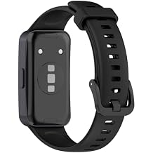 Replacement Silicone SmartBand Compatible with Huawei Band 9/9 NFC/ 8/NFC Wrist Strap Bracelet Bands, Soft And DurableBlack/Metal Head