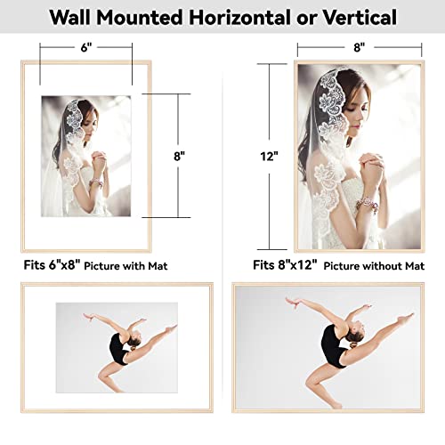 Fkvat 8X12 Picture Frame Brass Brushed Thin Metal Set Of 2 For Horizontal And Vertical Wall And Tabletop Aluminum Photo Frames,Display Without Mat For 8 X 12 Or With Mat For 6X8 Picture Frame (2 Pack ) #TOP2