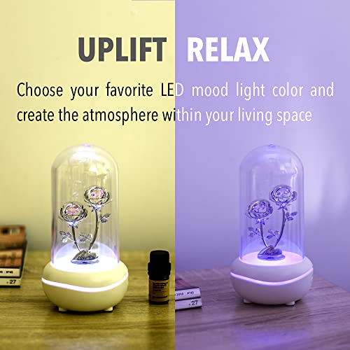 Crystocraft Essential Oil Diffuser, Rose Gifts For Women, Aromatherapy Diffuser With Austrian Crystal, Light Up Rose Flowers Gift, Mood Night Light For 7 Colors (Mini Rose For Craft) #TOP3