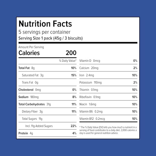 Sweet Loren's Vegan Breakfast Biscuits | Blueberry | 4g Protein, 19g Whole Grains | Plant Based, Gluten Free, Dairy Free, Nut Free Snacks | 6 Pack (30 Total Biscuits, 1.6 ounce each)