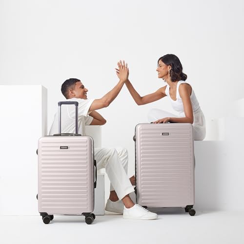 Image of Assembly Luggage trolley set of 2- Medium Check-in + Check-in Large with TSA Locks & 8 Spinner Wheels, Spacious Polycarbonate Hard Shell Trolley Bags for Business Travel & Vacations, Ivory, 24+28 Inch