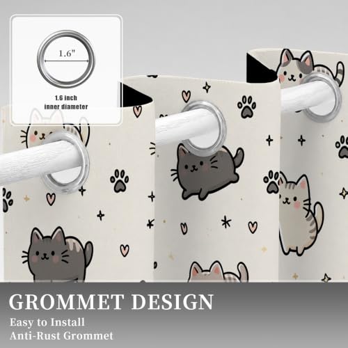 Rideau thermique à oeillets bébé mignon rideaux occultants chat