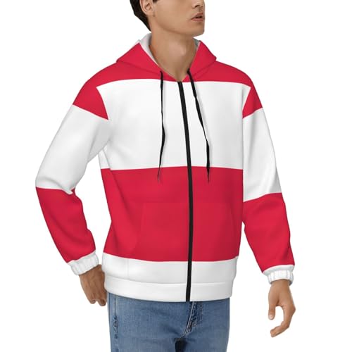 Sweat à capuche zippé thermique homme doublé chaud drapeau de la Pologne