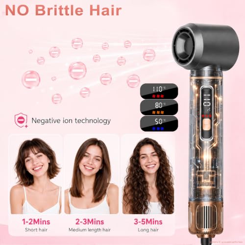 Image of 5-in-1 Hair Styler, Air Curler Wrap & Blow Dryer Brush,110-120V Only | 1000W Multi Hair Styling Tool with Led Display and 5 Attachments For Drying, Air Curling and Straightening at Home.