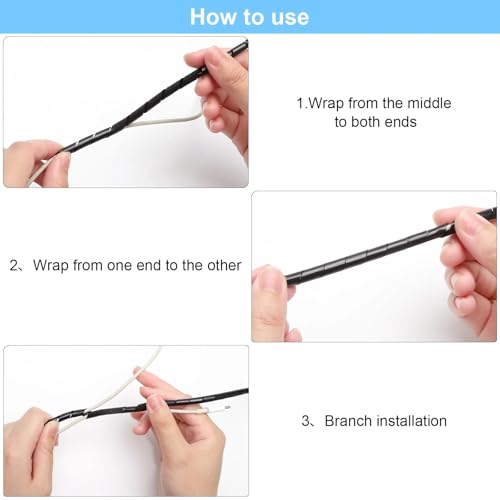 1PCS 20 m Kabelschlauch und 1PCS 15 m Kabelschutzschlauch, Kabelschlauch Schwarz mit 1 Klebeband, Kabel Schlauch, Kabel Verstecken, Kabelkanal Flexibel, Bissfest, Isolierend, DIY-Länge, für TV/PC