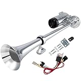 AOLIHAN Air Horns for Truck Super Loud Train Horn Kit for 12V Vehicle/Semi Truck/Car/Boat/Jeep/Van/Motorcycle/SUV Single Trumpet Air Horn with Compressor (Integrated single tube with wire)