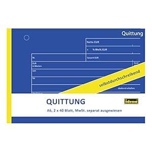Idena 314260 Quittungsblock A6, 1 Stück