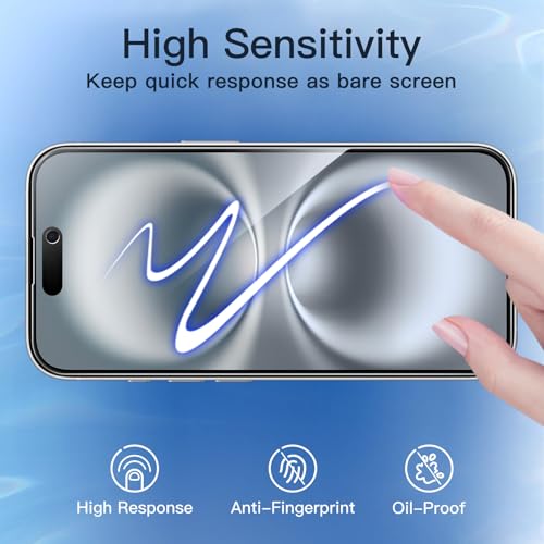 Image of JETech Privacy Full Coverage Screen Protector for iPhone 16 6.1-Inch, Black Edge Anti-Spy Tempered Glass Film with Easy Installation Tool, Case-Friendly, 2-Pack
