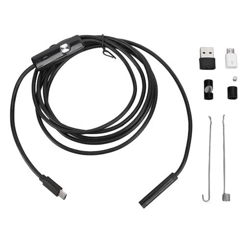 2m Cable Industrial Endoscope, 7mm Diameter Type C USB MicroUSB Inspection Camera for Mechanical Internal Structure Pipeline Blockage