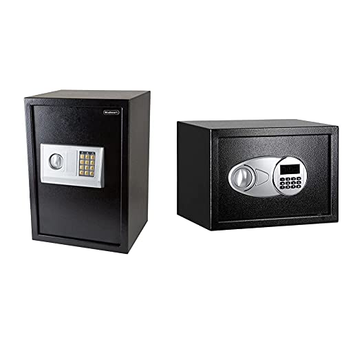 Digital Safe – Electronic, Extra-Large, Steel, Keypad, 2 Manual Override Keys By Stalwart & Amazon Basics Steel, Security Safe Lock Box, Black - 0.5 Cubic Feet #TOP9