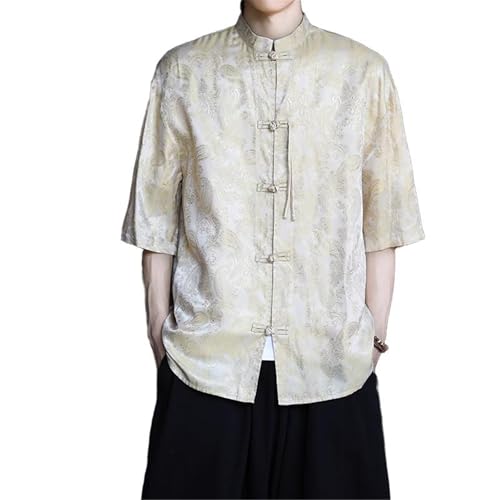 Costume Tang homme en soie de glace aux finitions soignées