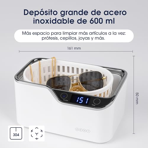 Férula Dental y joyas siempre limpias sin dañarlas usando el ultrasonidos ZENT DeepClean+ 4