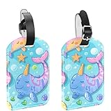 Niedliche Wal-Gepäckanhänger für Koffer, PU-Leder, Namensschilder, Reisetasche, Kreuzfahrt, Kofferanhänger, 2 Stück