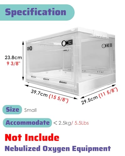 ENHEN Foldable Pet Nebulizer Box Cage - Cough Breathing, Dual Holes Cat Dog Atomization Oxygen Chamber, Portable Home Animal Medical Tent Hospital(Small)