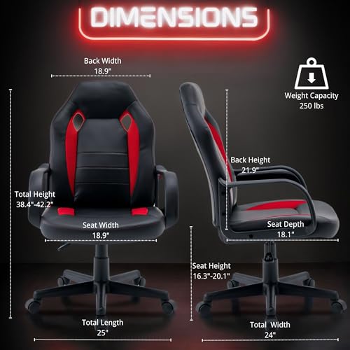 Ergonomic Computer Gaming Chair Home Office Racing Executive Video Task Desk PU Leather for Adults Teens Kids Gamer - Image 4