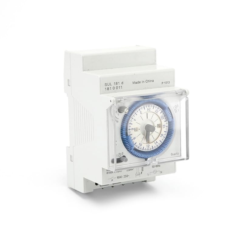 SUL181d 110-230VAC Analog 24 Hours 15 Minutes Interval Mechanical Timer Rail Clock for Pump