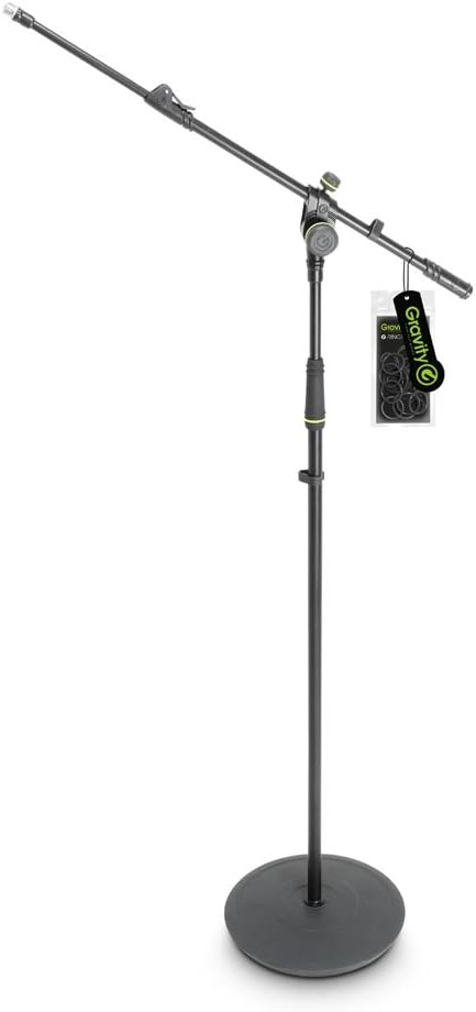 Gravity MS 2322 B Microphone Stand with Round Base and 2-Point Adjustment Telescoping Boom (GMS2322B)