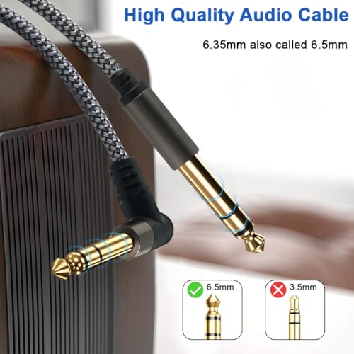Image of Verilux Electric Guitar Cable 6.35mm 9.8FT /3M, 6.35mm Male to 6.35mm Male Aux Cable with Hi-Fi Sound Nylon Braided, 6.35mm Aux Stereo Audio Cable Gold-Plated for Amps, Electric Bass & Guitar, Speaker