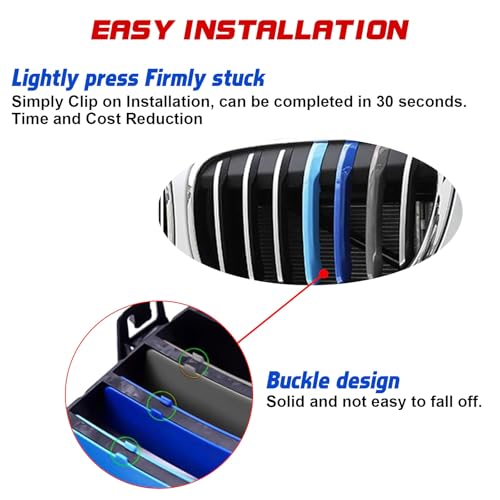 Image of x xotic tech Iconic 3-Color Tri Grille Insert Trims Strips, Front Center Kidney Grilles Compatible with BMW X1 F48 2016 2017 2018 2019 (7-Beams Standard Grill)
