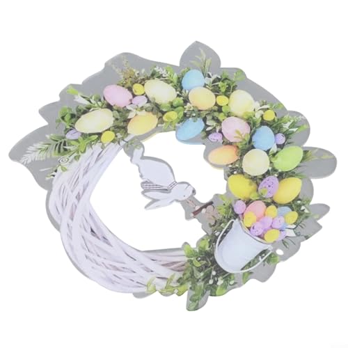 ZiStarlilife Corona de flores de Pascua de acrílico para decoración de puerta delantera de primavera, guirnalda floral festiva para el hogar, fiestas, bodas y celebraciones de temporada
