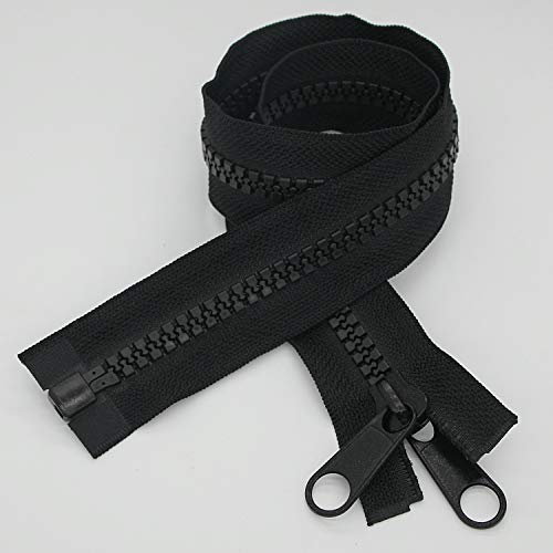 Leekayer 2PCS #10 24 Inch Heavy Duty Zippers for Sewing Separating Large Plastic Zippers Black Tape