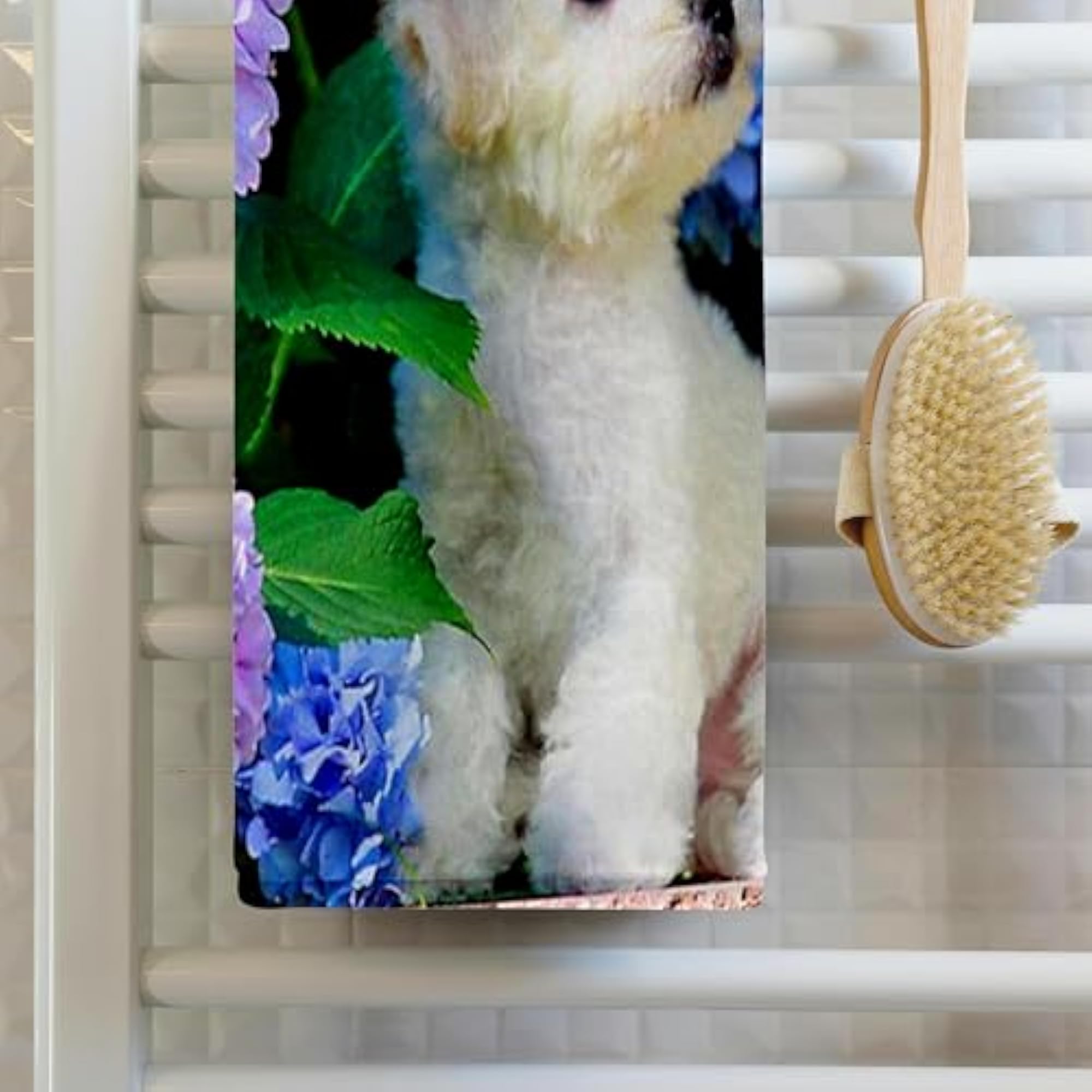 3D Rose Adorable Bichon Frise Puppy Hand/Sports Towel