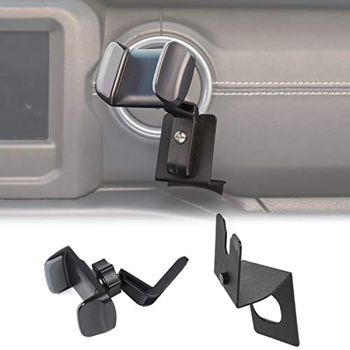 JeCar Multi-Functional Cellphone Holder, Radio Holder Walkie Talkie Bracket 2 in 1 Bolt-on Stand Bracket Compatible with Jeep Wrangler 2018-2023 JL JLU & 2020-2023 Gladiator JT, Black