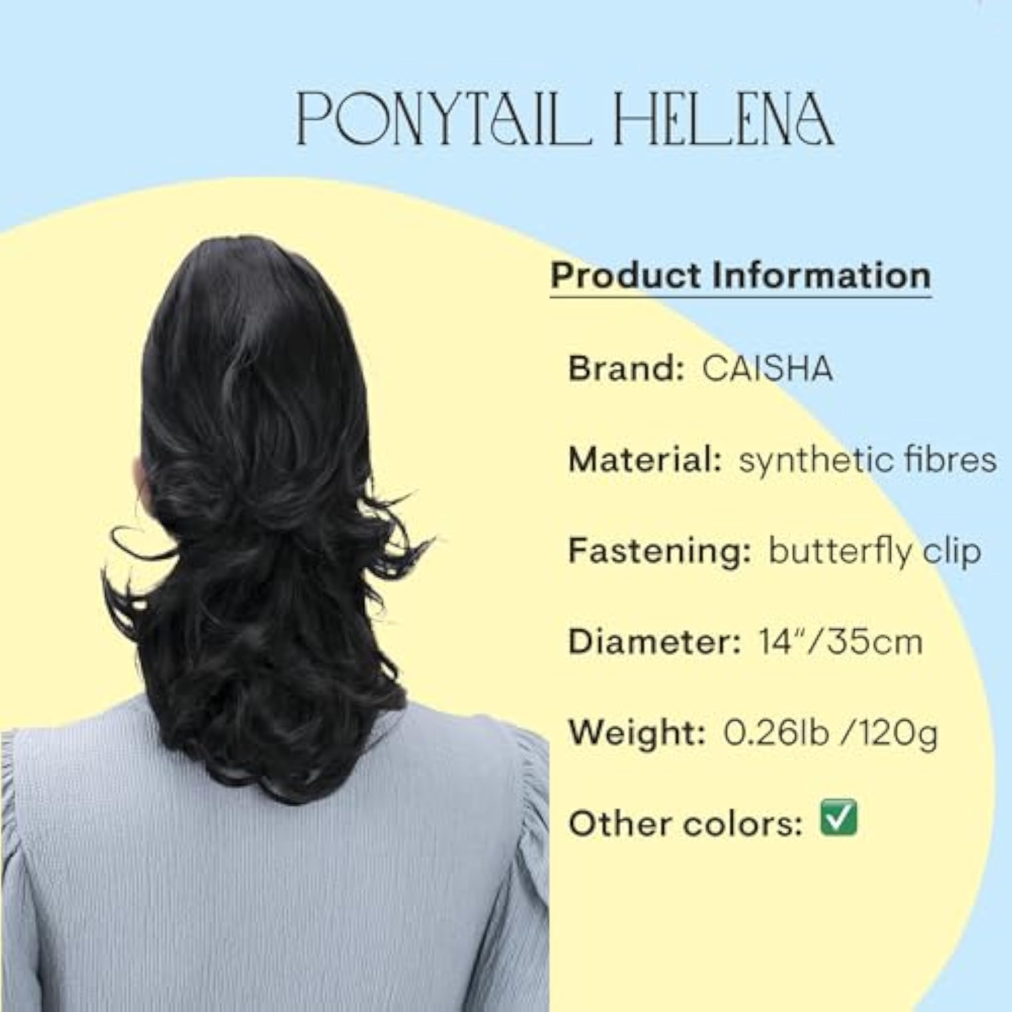 PRETTYSHOP 14" Clip-On Ponytail Extension, Voluminous Wavy