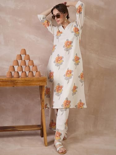 Image of INDO ERA Women Pure Cotton Kurta Palazzo Set | Printed Kurta with Palazzo Pants | Summer Friendly, Office Wear Co-Ord Set | Co Ord Set For Women Stylish
