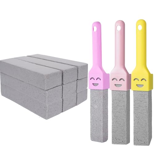 12pcs Pumice Stones for Cleaning, Pumice Stone Stoilet Bowl Cleaner Scrubber, Toilet Pumice Stone with Handle for Bathroom Kitchen Sinks Grills, Household Stove Grate Toilet Bowl Cleaner Gel Stamp