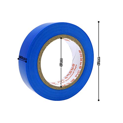 Image of Maveek 10 Rolls PVC Electrical Tapes, Self-Adhesive Waterproof Insulation Blue Tapes, Rated up to 600 Volts and 176 F, 15mmx15m(0.6 inch x 49.2ft)