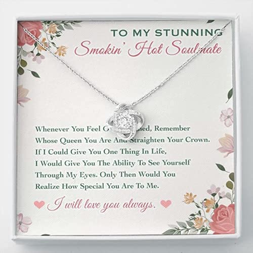 Handmade Necklace - To My Girlfriend from Boyfriend Necklace To My Stunning Smokin’ Hot Soulmate Whenever You Feel Overwhelmed Necklaces styles On Birthday, Xmas with Message Card & Box One Size