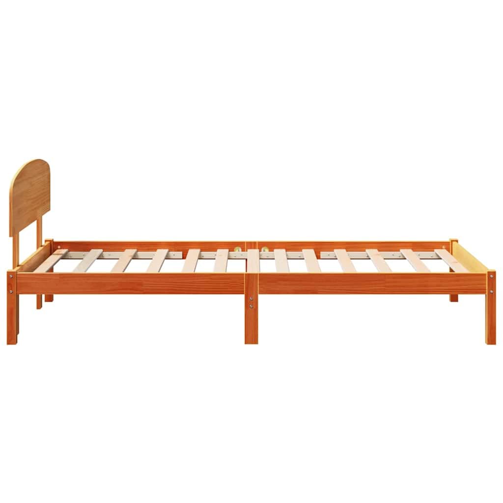 vidaXL Estructura de Cama con cabecera Marrón Cera 75 x 190 cm, Cama de Madera de Pino Moderna, con Cabecero, Fácil Montaje, Muebles Minimalistas para Tu Dormitorio