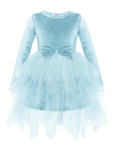 Arshiner Mädchen Kleider Tüll Quasten Langarmkleid Kinder Festliche...