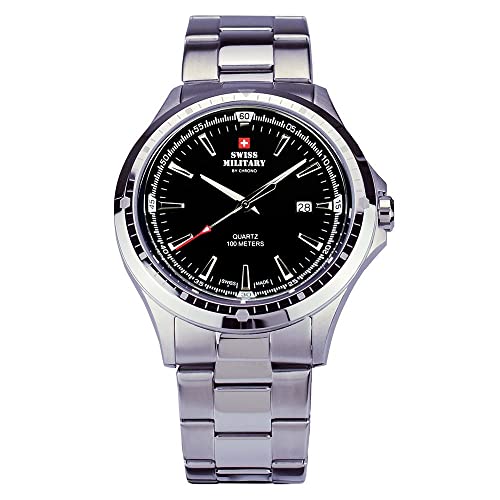 Montre 43mm Swiss Military SMP34056.01 un garde-temps élégant en acier noir